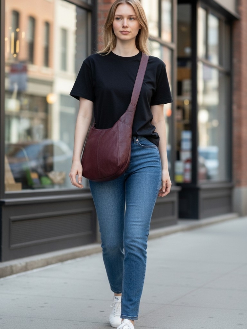 Lucky Brand- Leather Crossbody Bag in Burgundy - Women's Shoulder Bag